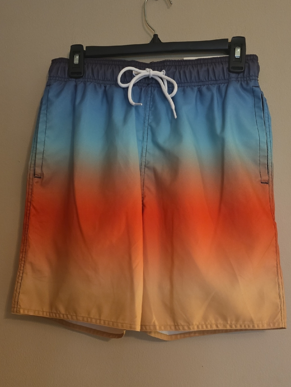 New Arizona Men's Size S Rainbow Gradient Blue Orange Swim‎ Trunks